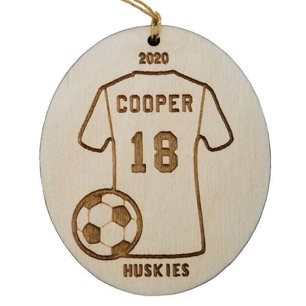 Soccer Wood Ornament, Custom Soccer Jersey and Ball Soccer Player Gift Personalized Futbol