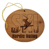 Nordic Valley Utah Ski Ornament - Handmade Wood Ornament - UT Souvenir - Ski Skiing Skier Trees Christmas Travel Gift