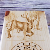 Deer Buck Wood Cribbage Board Handmade 3 Player #274