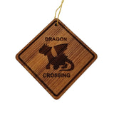 Dragon Crossing Ornament - Dragon Ornament - Wood Ornament Handmade in USA - Christmas Home Decoration Folklore - Dragon Christmas