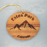 Estes Park Ornament Handmade Wood Ornament CO Souvenir Mountains Ski Resort Skiing Skier CO Rocky Mountains