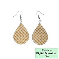 Fishnet Pattern Teardrop Dangle Earrings Laser Cut and Engrave SVG File Engrave Only Digital Download Cut Your Own Pattern