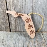Florida State - Christmas Ornament - Palm Trees Florida State Wood Christmas Ornament Laser Cut Handmade Made in USA