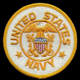 Vintage US Navy Patch Iron On Country Pride Patch US Military Patch White Circle Yellow Border 3"