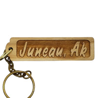 Juneau Alaska Wood Keychain Rectangle Souvenir Travel Gift - Wood Gift Key Ring