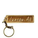 Juneau Alaska Wood Keychain Rectangle Souvenir Travel Gift - Wood Gift Key Ring