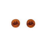 Bicycle Earrings - Wood Earrings - California Redwood Stud Earrings