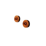 Bicycle Earrings - Wood Earrings - California Redwood Stud Earrings
