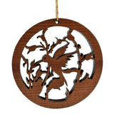 Hummingbird Christmas Ornament Redwood Wood Handmade USA