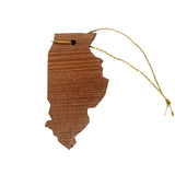 Illinois Christmas Ornament State Shape Handmade Wood Ornament Made in USA