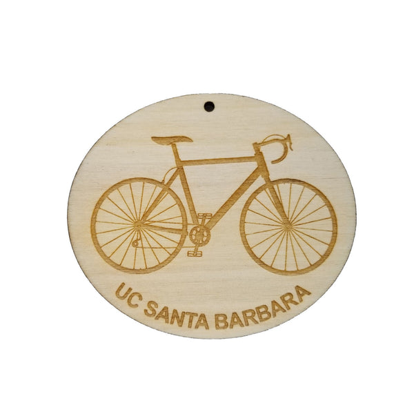 Santa Barbara Wood Ornament - UC Santa Barbara Mens Bike or Bicycle - Handmade Wood Ornament Made in USA Christmas Decor