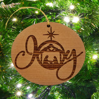 Joy Nativity Christmas Ornament - Handmade - Wood
