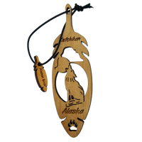 Ketchikan Alaska Wolf Christmas Ornament Wood Laser Cut Handmade in USA Souvenir Memento Leaf Acorn 5.375" Travel Gift AK