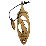 Ketchikan Alaska Wolf Christmas Ornament Wood Laser Cut Handmade in USA Souvenir Memento Leaf Acorn 5.375" Travel Gift AK