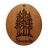 Yosemite National Park Redwood Trees Ornament Handmade Wood Souvenir Made in USA Travel Gift 3" Christmas Memento