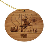 Vail Colorado Ski Ornament - Handmade Wood Ornament - CO Souvenir - Ski Skiing Skier Trees Christmas Travel Gift
