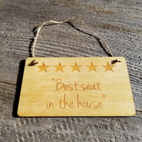 Funny Sign - 5 Stars Best Seat in the House - Rustic Decor - Funny Wood Signs - Coworker Gift Bathroom Humor Toilet Decor