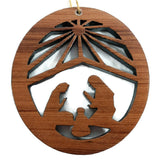 Nativity Oval Christmas Ornament California Redwood Handmade Wood Ornament Made in USA