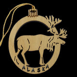 Alaska Christmas Ornament Caribou Wood Handmade in USA