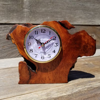 Redwood Burl Wood Clock Mantle Desk Office Birdseye #138