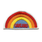 Oakland Iron On Patch - Rainbow White Border California