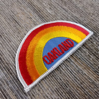 Oakland Iron On Patch - Rainbow White Border California