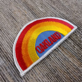 Oakland Iron On Patch - Rainbow White Border California