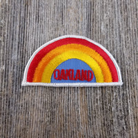 Oakland Iron On Patch - Rainbow White Border California