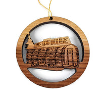 One Log House Christmas Ornament Handmade Wood Christmas Ornament California Redwood Souvenir