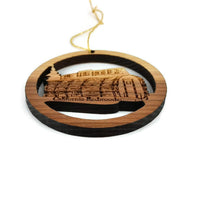 One Log House Christmas Ornament Handmade Wood Christmas Ornament California Redwood Souvenir