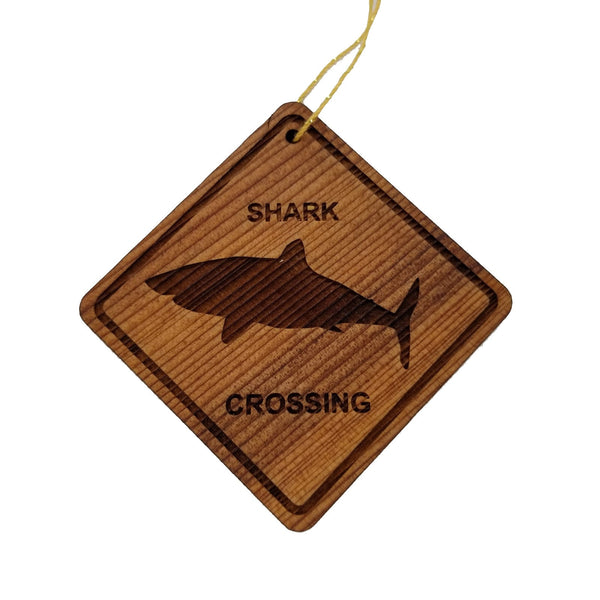 Shark Crossing Ornament - Shark Ornament - Wood Ornament Handmade in USA - Christmas Home Decoration - Shark Christmas