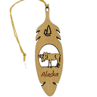 Moose Alaska Christmas Ornament Wood Laser Cut Handmade in USA 3.75"