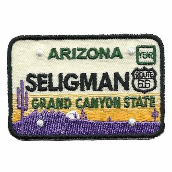Seligman Arizona Patch – Grand Canyon State – License Plate Travel Patch AZ Souvenir Embellishment or Applique