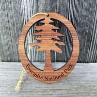 Yosemite Redwood Ornament Redwood Tree - Oval Yosemite National Park California Redwoods - Laser Cut Handmade Wood Ornament - Made in USA