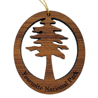 Yosemite Redwood Ornament Redwood Tree - Oval Yosemite National Park California Redwoods - Laser Cut Handmade Wood Ornament - Made in USA