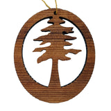 Yosemite Redwood Ornament Redwood Tree - Oval Yosemite National Park California Redwoods - Laser Cut Handmade Wood Ornament - Made in USA