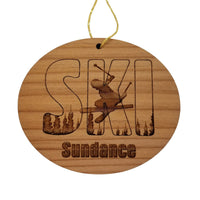 Sundance Utah Ski Ornament - Handmade Wood Ornament - UT Souvenir - Ski Skiing Skier Trees Christmas Travel Gift