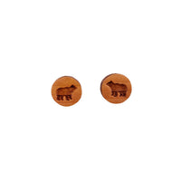 Bear Earrings - Wood Earrings - California Redwood Stud Earrings - CA Souvenir Keepsake - Post Earrings - Black Bear Walking