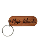 Muir Woods Wood Keychain Spellout Souvenir Travel Gift - Wood Gift Key Chain - Key Tag - Key Ring - Key Fob San Francisco CA Redwoods