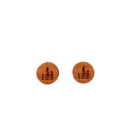 Tree Earrings - Wood Earrings - California Redwood Stud Earrings - CA Souvenir Keepsake - Post Earrings - Trees Forest