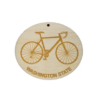 Washington State University Wood Ornament - WSU Mens Bike or Bicycle - Handmade Wood Ornament Made in USA Christmas Decor