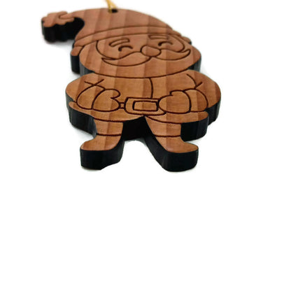 Santa Claus Christmas Ornament Redwood Wood Handmade USA