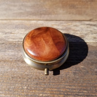 Redwood Pill Box 3 Sections California Burl Souvenir Memento #200