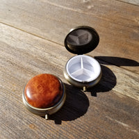 Handmade Pill Box 3 Sections Redwood Top California Burl #202