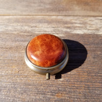 Handmade Pill Box 3 Sections Redwood Top California Burl #202