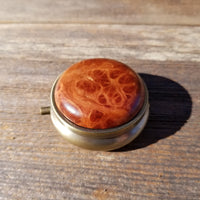 Handmade Pill Box 3 Sections Redwood Top California Burl #202