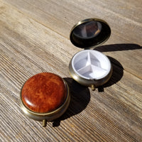 California Redwood Pill Box 3 Sections Handmade Top #211