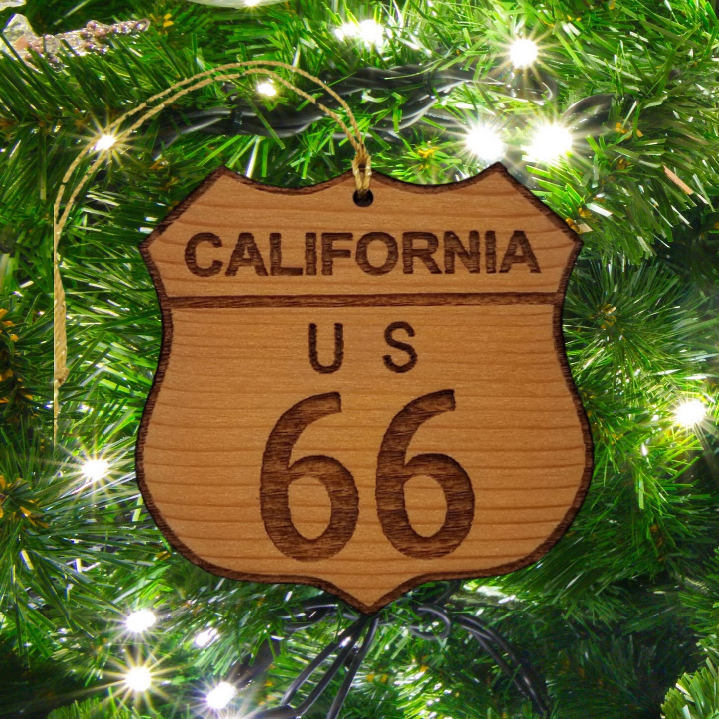 Route 66 Ornament - California Christmas - Road Sign Made in USA Souvenir - 15024