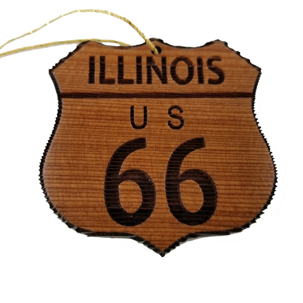 Route 66 Ornament - Illinois - Christmas Road Sign Wood