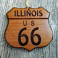 Route 66 Ornament - Illinois - Christmas Road Sign Wood